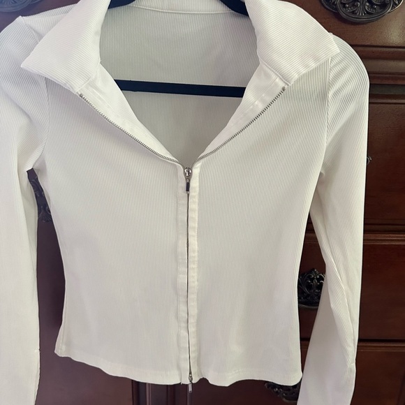 White Zip-Up Collared Jacket - Picture 1 of 7